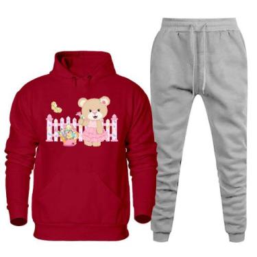 Imagem de Conjunto Abrigo Moletom Feminino Plus Size Canguru Numeraçao Especial 