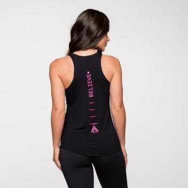 Imagem de Regata Fitness Viscolycra Preta Estampada nas Costas Believe - LOT FIT