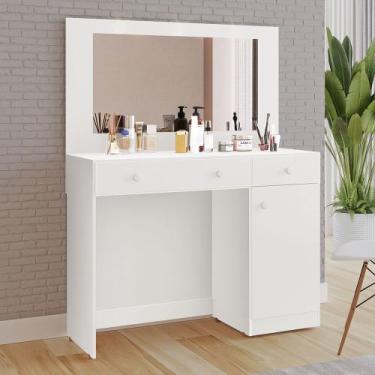 Imagem de Penteadeira Diva 100% MDF Tuboarte 1 Porta 2 Gavetas e Espelho, Branco