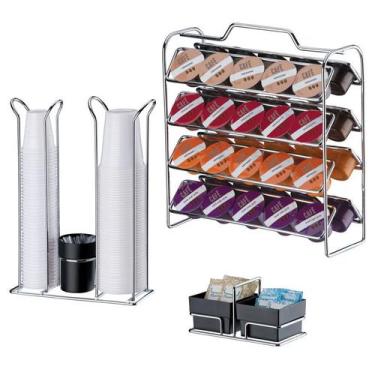 Imagem de Kit Café 3 Peças Suporte 40 Cápsulas Três Corações Porta Copos Duplo S