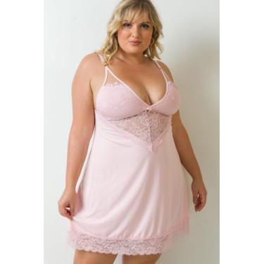 Imagem de Camisola sem Bojo - Via Sedução, GG (46), Rosa bebê