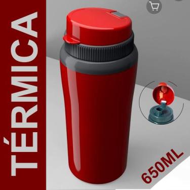 Imagem de Garrafa Termica água chá 650ml até 6h otima vedação Academia Squeeze -