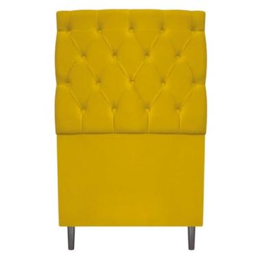 Imagem de Cabeceira Estofada Liverpool 90 cm Solteiro Suede Amarelo - Amarena Móveis