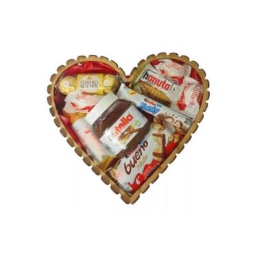 Imagem de Cesta Coração Presente C/ Chocolates Ferrero Rocher Nutella