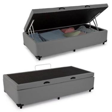 Imagem de Cama Box Baú Solteirão Sintético Cinza 96x203x40 Empório Mathias