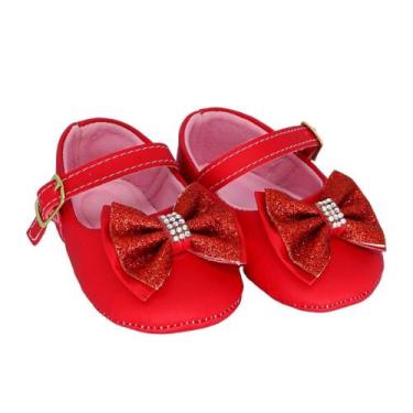 Imagem de Sapatilha Bebê Menina Laço Gliter Recém Nascido Moda Confort - Nenê Ba