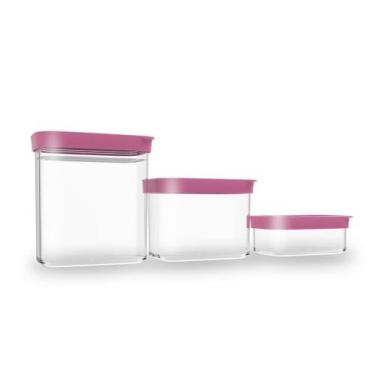 Imagem de Kit Conjunto Cozinha 3 Potes Herméticos 90 de Acrílico para Mantimento