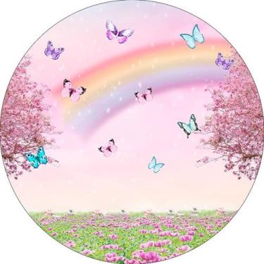 Imagem de Painel De Festa Redondo 1,50x1,50 - Jardim Encantado Com Borboletas 00