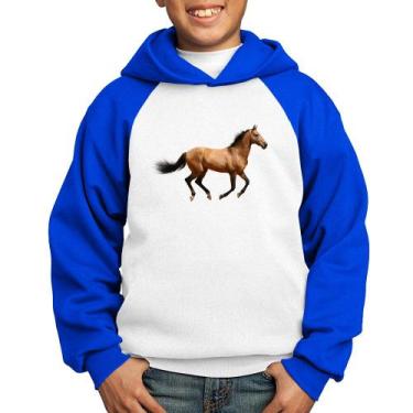 Imagem de Moletom Infantil Cavalo Correndo - Foca na Moda, Branco, Azul, 4