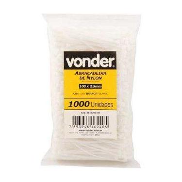 Imagem de Abraçadeira de Nylon Branca 1000 peças - Vonder, 2,5mm x 100mm