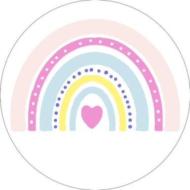 Imagem de Painel De Festa Redondo 1,50x1,50 - Arco-Íris Boho Tons Pasteis 006  -