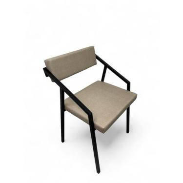 Imagem de Cadeira Industrial Cozinha Bar Restaurante, Estofada Bege Metalon Pret