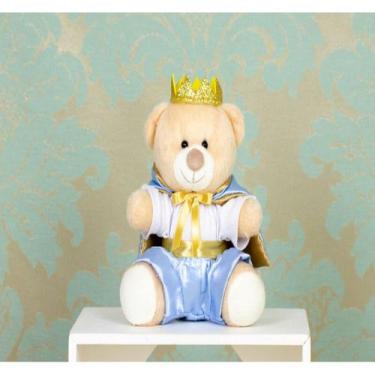 Imagem de TEDDE PRINCIPE URSO DE PELUCIA 12 cm - CKD CONFECÇÕES, Azul claro