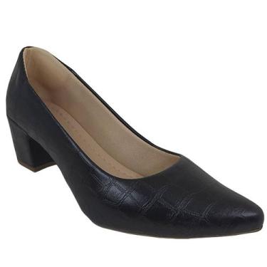 Imagem de Scarpin feminino sapato formal social salto grosso quadrado bico fino 