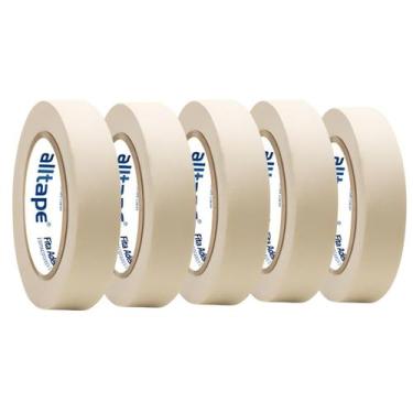 Imagem de Kit 5 Fita Crepe Média Branca 24mm X 50 Mts Pintura Reforma - Alltape