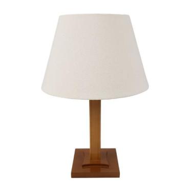 Imagem de Abajur Quarto Pé Quadrado Cor Mel Cúpula  Chinesa Algodão - Marina Dec