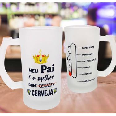 Imagem de Caneca Chopp Cerveja Vidro Meu Pai É Melhor Com Cerveja - GMH Prod. Se