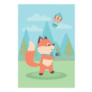 Imagem de Placa Decorativa MDF Animais Raposa Viajante 30x40cm - Quartinhos