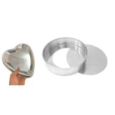 Imagem de Kit De 1 Forma Coração Ballerine e 1 Forma Fundo Falso Removível Alumí