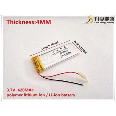 Imagem de 402248 3,7v 2 Fios 420mah 4mmx 22mmx 48mm Recarregavel - KMIG