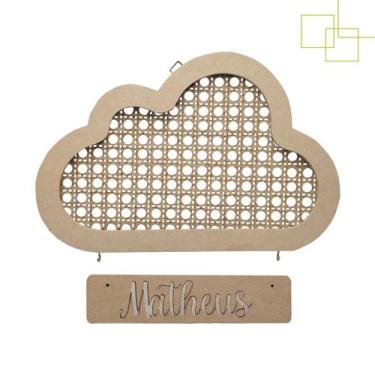 Imagem de Nuvem Porta Maternidade com Nome Personalizado em MDF 23x35 cm - Expre
