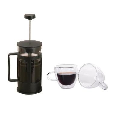 Imagem de Kit Cafeteira Francesa 600ml + Canecas Vidro Duplo 120ml - Kadê