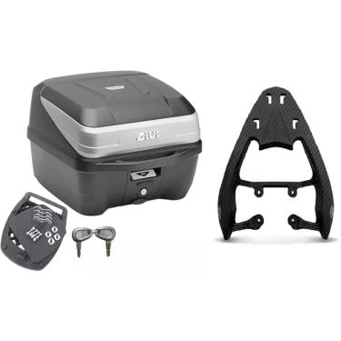 Imagem de Kit Baú Moto 33L Monolock Traffic Iii-T33nbr + Bagageiro Scam Grelha Fan Start Titan 125 150 160