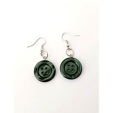 Imagem de Brinco botão filme coraline verde escuro - RELIKARIU