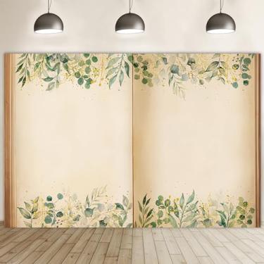 Imagem de Renaiss Pano de fundo de livros de contos de fadas de 3,7 x 2,4 m, Once Upon A Time, livro mágico aberto antigo, romântico, casamento, aniversário, chá de bebê, decoração de festa, folhas verdes,
