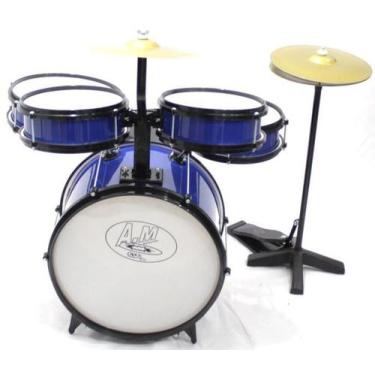 Imagem de Bateria Infantil Profissional ROCK BABY (AM) - Azul Com Chimbal