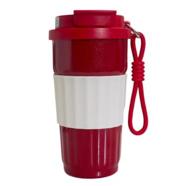 Imagem de Xícara de café isolada a vácuo de aço inoxidável de grande capacidade de 510 g com tampa à prova de vazamento, copo portátil de parede dupla para uso ao ar livre, escritório e viagens (vermelho)