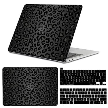 Imagem de GABraden Capa compatível com MacBook Pro de 13 polegadas, 2020 2019 2018 2017 2016 (A2338 M1 /A2159/A2251/A2289/A1989/A1706) com Touch ID e 2 protetores de teclado, capa rígida para laptop (estampa de leopardo preto)