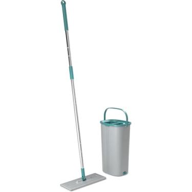 Imagem de Mop com balde e esfregão, Mop Lava e Seca, conjunto balde esfregão auto espremível, Mop Rodo Balde Lava E Seca Profissional - Mop Flat Limpa Esteriliza Vassoura e Rodo 360º - Perfeito para o dia a dia