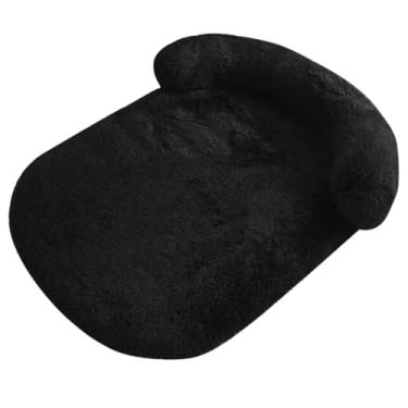 Imagem de Cama de cachorro para cães de médio e grande porte, cama de cachorro fofa de pele sintética, móveis de caixa de cachorro, cama de cachorro lavável à prova d'água, cama de espuma(Black,XL)