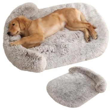 Imagem de Cama de cachorro para cães de médio e grande porte, cama de cachorro fofa de pele sintética, móveis de caixa de cachorro, cama de cachorro lavável à prova d'água, cama de espuma(Gradient Coffee,XXL)
