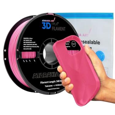 Imagem de ATARAXIA ART Filamento PLA flexível de 1,75 mm, impressora 3D flexível PLA 1 kg / 2,2 lb carretel 5 x mais longo, fácil do que a extrusora de TPU, dureza de costa 89A, fórmula de patente +/-.03 mm,