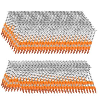 Imagem de SITLDY Pregos de moldura de 21 graus, 1000 unidades, haste de anel de 5 cm x 287 cm, cabeça redonda completa galvanizada a quente, para pregador elétrico pneumático de 20 a 22 graus