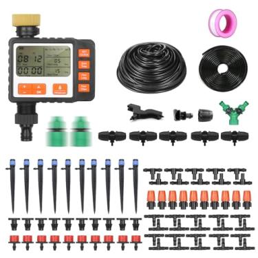 Imagem de Daconovo BXJ-009 Kits de irrigação por gotejamento, temporizador de água digital, torneira de água, controlador de sistema de irrigação com temporizador de mangueira de distribuição, bicos ajustáveis,