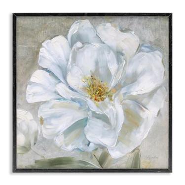 Imagem de Stupell Industries Close Up White Bloom Framed Giclee Wall Art Design por Sally Swatland, moldura preta, 61 x 61 cm