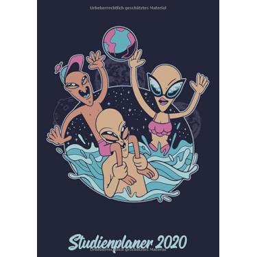 Imagem de Studienplaner 2020: Wochenplaner zum notieren, organisieren und planen DIN A4. Kalender/Terminkalender/Monats- / Tagesübersicht/Kontakt- / ... / Design : Lustig Funny Alien Poolparty