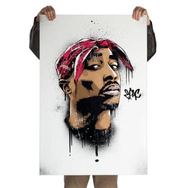 Imagem de Pôster Autoadesivo 60x90cm - TupacShakur, 2Pac, Rap, Cultura Hip Hop, Arte de Rua, Grafite, Ícone do Rap Underground, Decoração Urbana