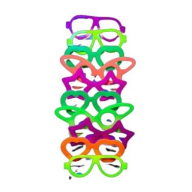 Imagem de Óculos Neon para Festa, Kit com 10 Unidades, Brilha na Luz Negra, Multicolorido (10)