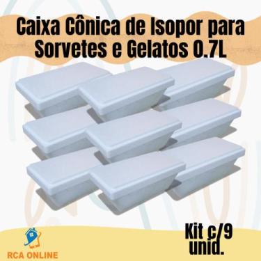 Imagem de 9 Caixas Cônicas De Isopor Eps 0,7 Litros Para Sorvetes e Gelatos - Mu