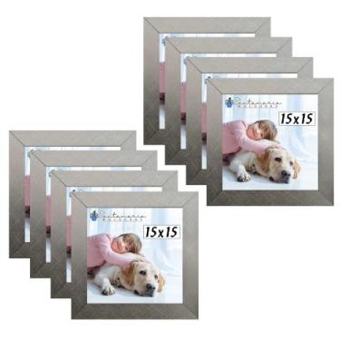 Imagem de Kit 8 Porta Retrado Molduras 15x15 Prateado - Santamaria Molduras
