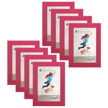 Imagem de Kit 8 Molduras Porta Retrato 10X15 Rosa - Santamaria Molduras