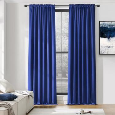 Imagem de DONREN 2 painéis de cortina blecaute azul royal para quarto - Cortinas de bolso de haste sólidas com isolamento térmico (132 x 246 cm)
