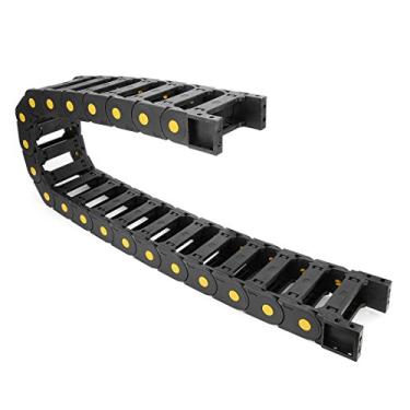 Imagem de uxcell R55 Corrente de arraste de cabo tipo aberto de plástico 25 mm x 77 mm Tamanho interno 1 m de comprimento para CNC preto