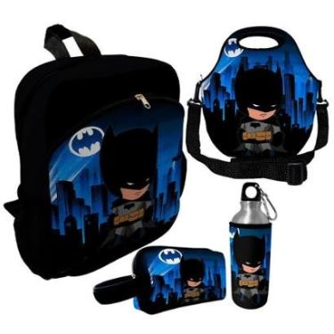 Imagem de Kit Escolar Infantil Mochila de Costas + Lancheira Térmica + Necessaire Plus + Squeeze de Alumínio-Unissex