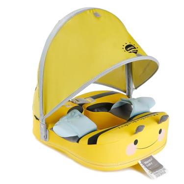 Imagem de Boia de bebê com alça de virilha e sem enchimento de núcleo sólido Mambobaby anel de natação infantil tem para-sol M6-36 meses de idade tubo de piscina G com dossel 2-7 anos (M com dossel peso 5,9-15