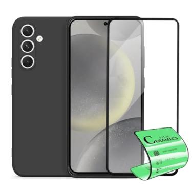 Imagem de Kit Película Premium 9D Cerâmica e Capa Capinha VELUDO preta Compatível Com Samsung Galaxy S24 Plus